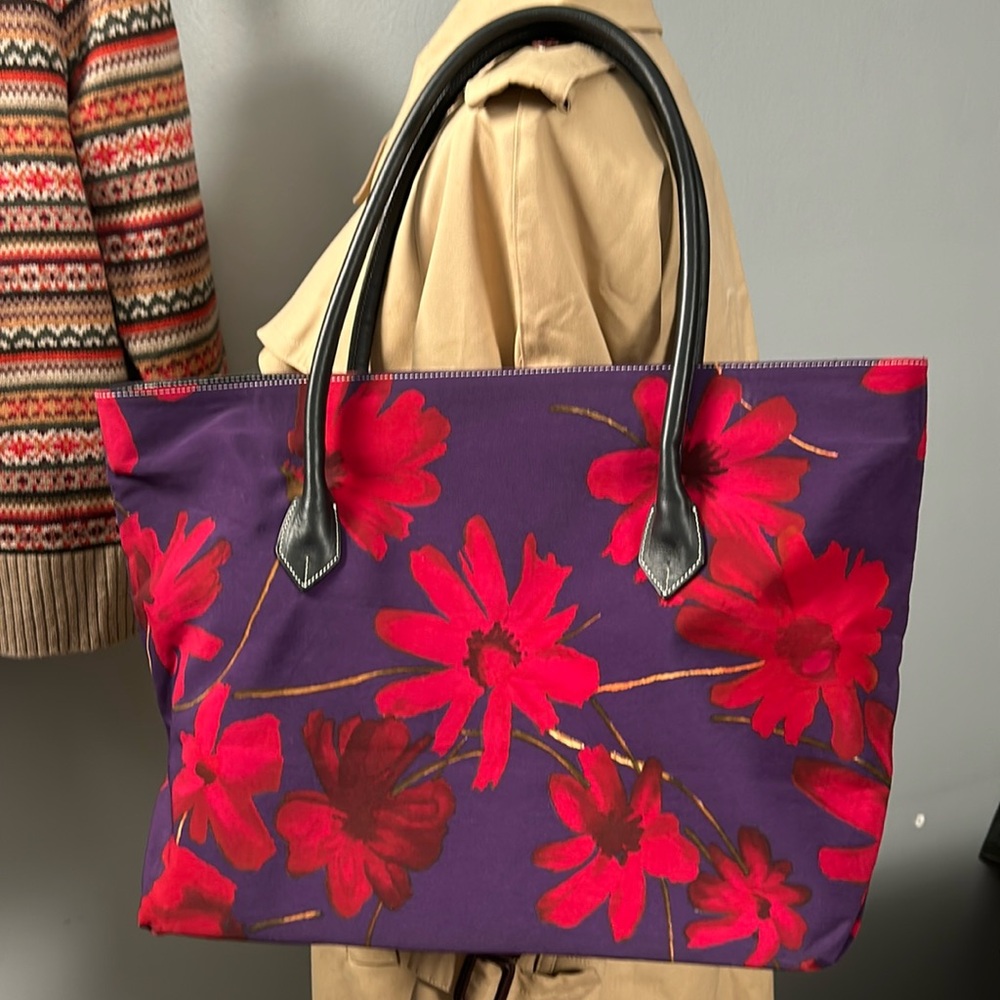 Maxx Floral Leather Handle Tote Bag Large - gently used